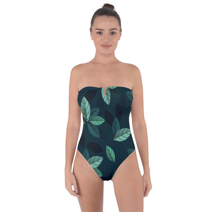 Foliage Tie Back One Piece Swimsuit