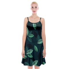 Foliage Spaghetti Strap Velvet Dress