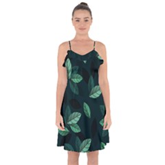 Foliage Ruffle Detail Chiffon Dress