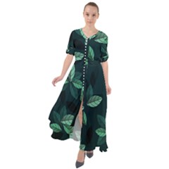 Foliage Waist Tie Boho Maxi Dress