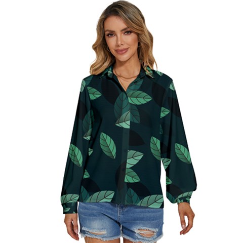 Foliage Women s Long Sleeve Button Up Shirt by HermanTelo