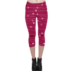 Hearts Valentine Love Background Capri Leggings 