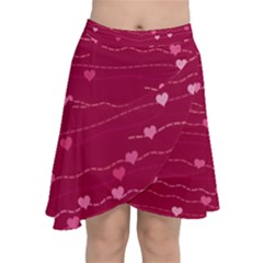 Hearts Valentine Love Background Chiffon Wrap Front Skirt