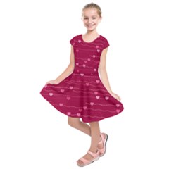 Hearts Valentine Love Background Kids  Short Sleeve Dress by Proyonanggan