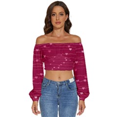 Hearts Valentine Love Background Long Sleeve Crinkled Weave Crop Top by Proyonanggan