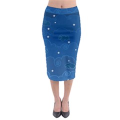 Sky Night Moon Clouds Crescent Midi Pencil Skirt by Proyonanggan