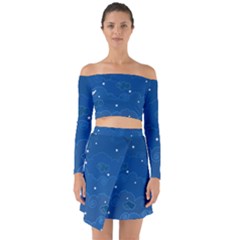 Sky Night Moon Clouds Crescent Off Shoulder Top With Skirt Set by Proyonanggan