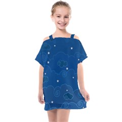 Sky Night Moon Clouds Crescent Kids  One Piece Chiffon Dress by Proyonanggan