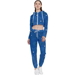 Sky Night Moon Clouds Crescent Cropped Zip Up Lounge Set by Proyonanggan