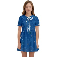 Sky Night Moon Clouds Crescent Kids  Sweet Collar Dress by Proyonanggan