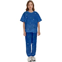 Sky Night Moon Clouds Crescent Kids  T-shirt And Pants Sports Set by Proyonanggan