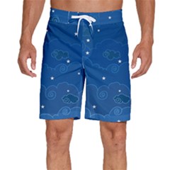 Sky Night Moon Clouds Crescent Men s Beach Shorts by Proyonanggan