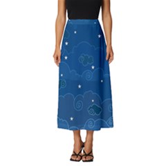 Sky Night Moon Clouds Crescent Classic Midi Chiffon Skirt by Proyonanggan