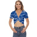 Snowflakes Winter Background Twist Front Crop Top View1