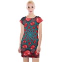 Fractal Red Spiral Abstract Art Cap Sleeve Bodycon Dress View1