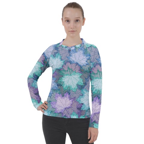 Leaves Glitter Background Winter Women s Pique Long Sleeve T-shirt by Proyonanggan