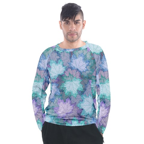 Leaves Glitter Background Winter Men s Long Sleeve Raglan T-shirt by Proyonanggan