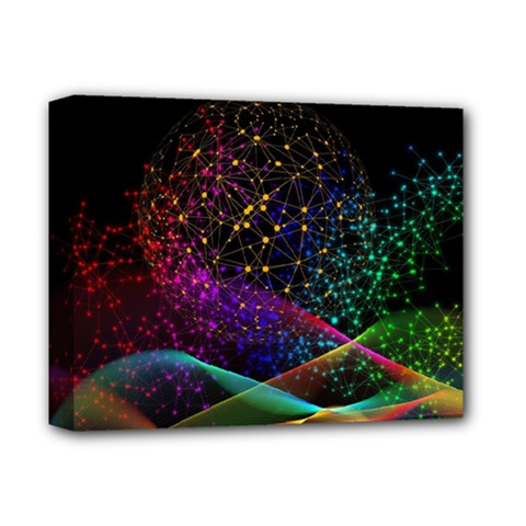 Particles Waves Line Multicoloured Deluxe Canvas 14  X 11  (stretched) by Proyonanggan