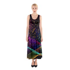 Particles Waves Line Multicoloured Sleeveless Maxi Dress by Proyonanggan