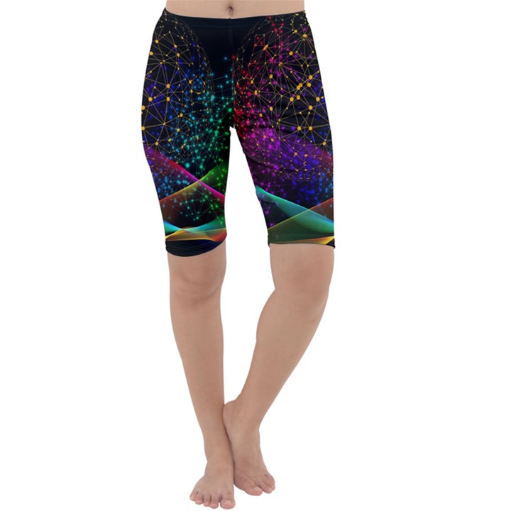 Particles Waves Line Multicoloured Cropped Leggings 