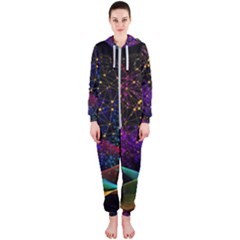 Particles Waves Line Multicoloured Hooded Jumpsuit (ladies)