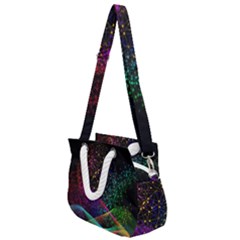 Particles Waves Line Multicoloured Rope Handles Shoulder Strap Bag by Proyonanggan