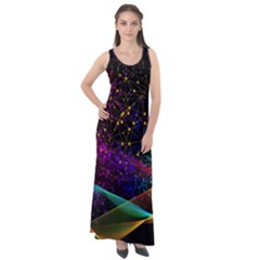 Particles Waves Line Multicoloured Sleeveless Velour Maxi Dress by Proyonanggan