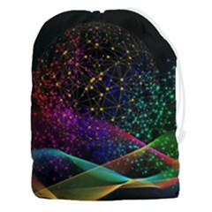 Particles Waves Line Multicoloured Drawstring Pouch (3xl) by Proyonanggan