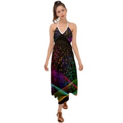 Particles Waves Line Multicoloured Halter Tie Back Dress  by Proyonanggan