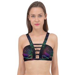 Particles Waves Line Multicoloured Cage Up Bikini Top by Proyonanggan