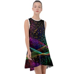 Particles Waves Line Multicoloured Frill Swing Dress by Proyonanggan