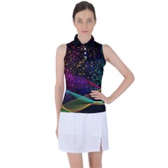 Particles Waves Line Multicoloured Women s Sleeveless Polo T-shirt by Proyonanggan