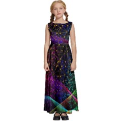 Particles Waves Line Multicoloured Kids  Satin Sleeveless Maxi Dress by Proyonanggan