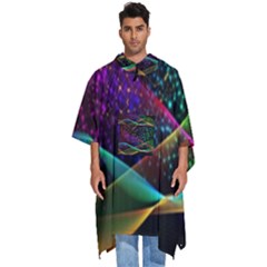 Particles Waves Line Multicoloured Men s Hooded Rain Ponchos by Proyonanggan