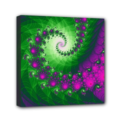 Fractal Spiral Purple Art Green Art Mini Canvas 6  X 6  (stretched) by Proyonanggan