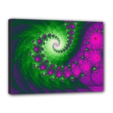 Fractal Spiral Purple Art Green Art Canvas 16  X 12  (stretched) by Proyonanggan