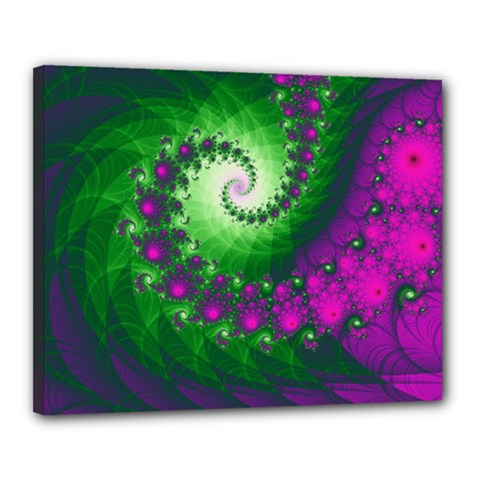 Fractal Spiral Purple Art Green Art Canvas 20  X 16  (stretched) by Proyonanggan