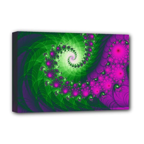 Fractal Spiral Purple Art Green Art Deluxe Canvas 18  X 12  (stretched) by Proyonanggan