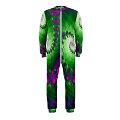 Fractal Spiral Purple Art Green Art Onepiece Jumpsuit (kids)