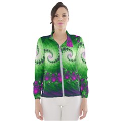 Fractal Spiral Purple Art Green Art Women s Windbreaker by Proyonanggan