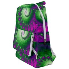 Fractal Spiral Purple Art Green Art Travelers  Backpack by Proyonanggan