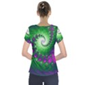 Fractal Spiral Purple Art Green Art Short Sleeve Front Detail Top View2