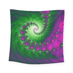 Fractal Spiral Purple Art Green Art Square Tapestry (small)