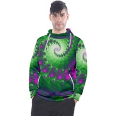 Fractal Spiral Purple Art Green Art Men s Pullover Hoodie