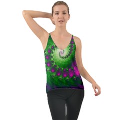 Fractal Spiral Purple Art Green Art Chiffon Cami by Proyonanggan