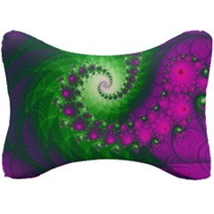 Fractal Spiral Purple Art Green Art Seat Head Rest Cushion by Proyonanggan