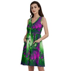 Fractal Spiral Purple Art Green Art Sleeveless Dress With Pocket by Proyonanggan