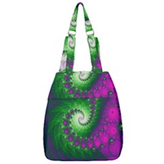 Fractal Spiral Purple Art Green Art Center Zip Backpack by Proyonanggan