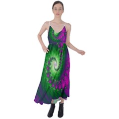 Fractal Spiral Purple Art Green Art Tie Back Maxi Dress by Proyonanggan