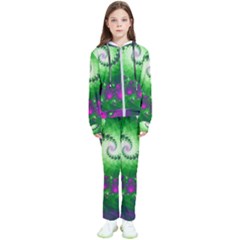 Fractal Spiral Purple Art Green Art Kids  Tracksuit by Proyonanggan